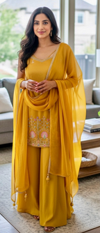 Mustard yellow Sharara suit
