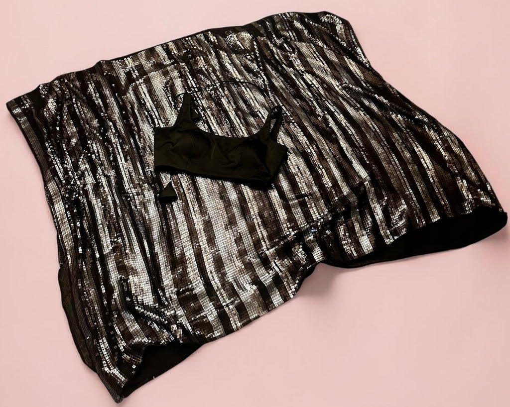 Black n silver sequins saree