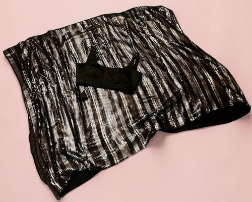 Black n silver sequins saree