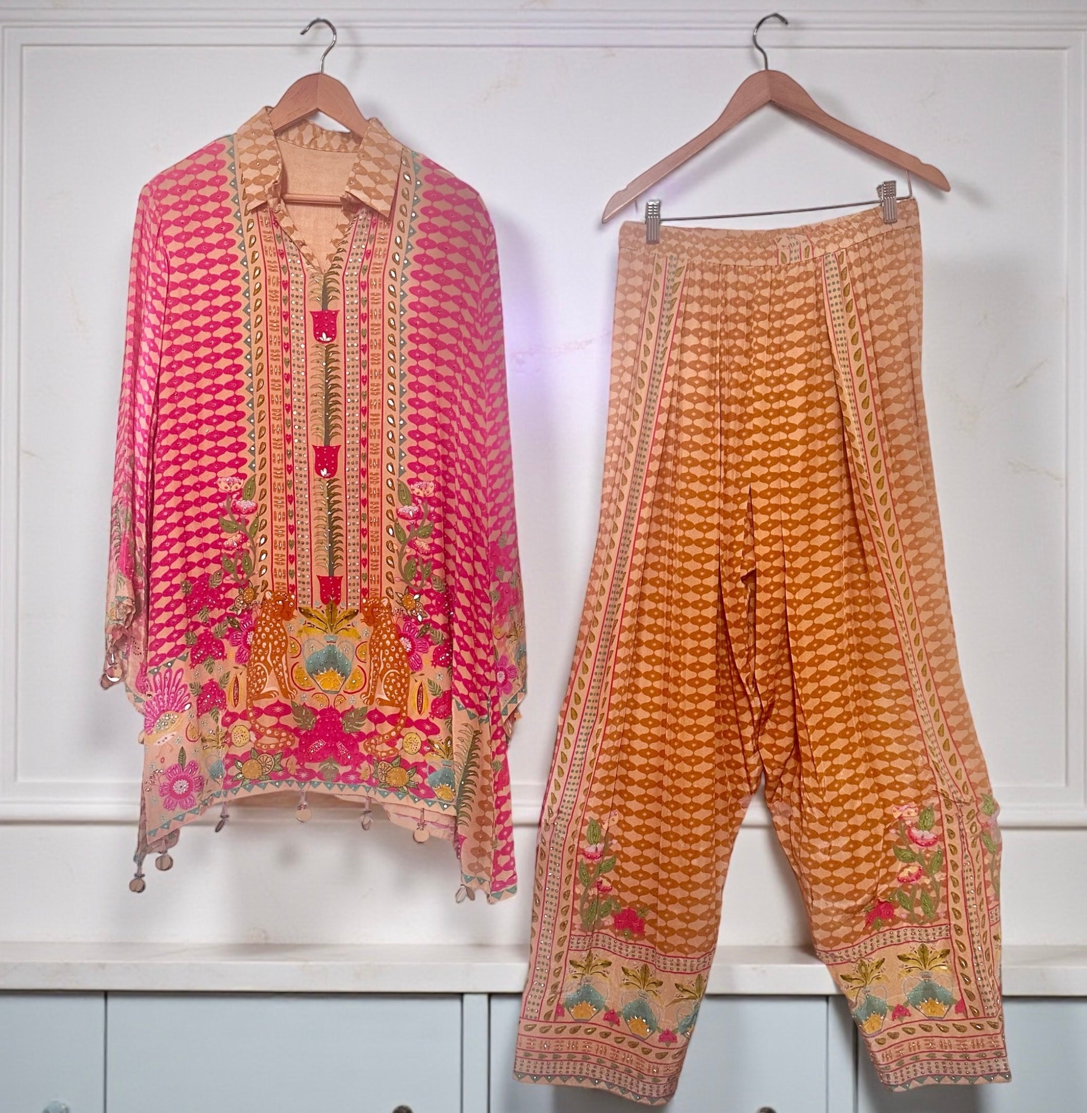 Yellow n pink printed co- ord set