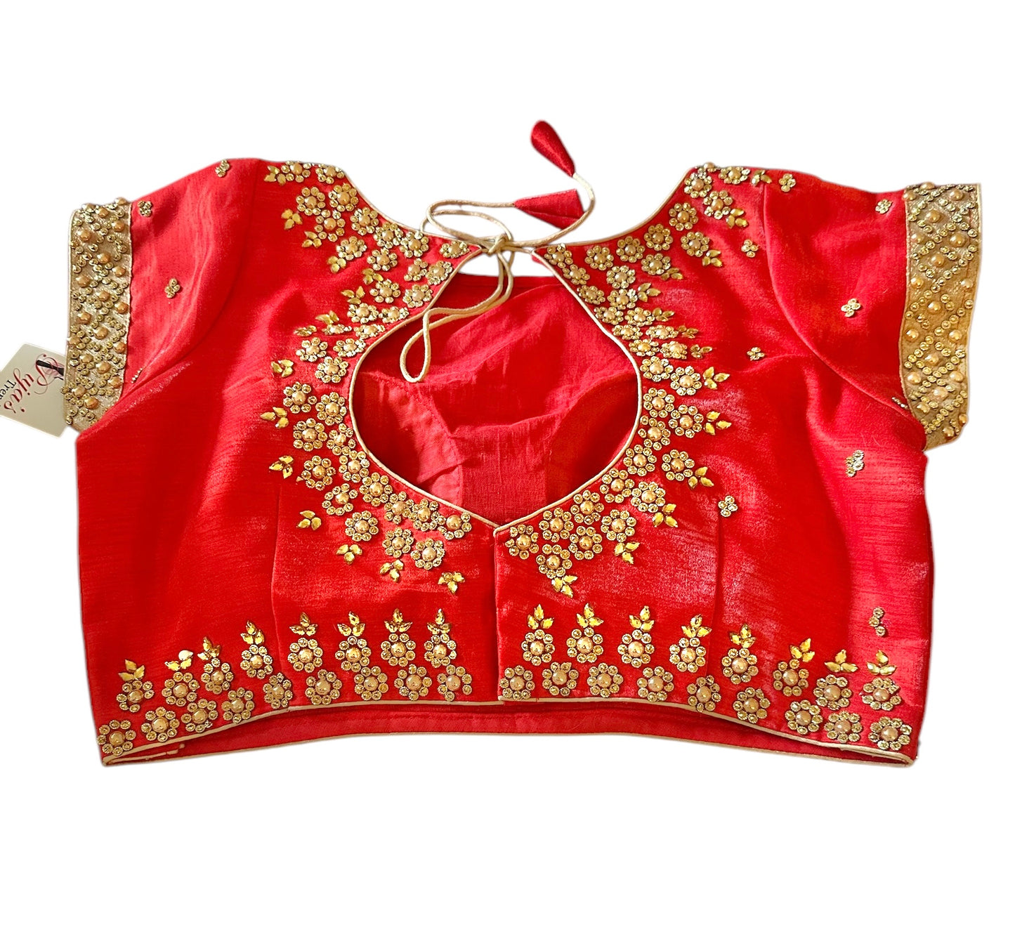 Red stonework blouse