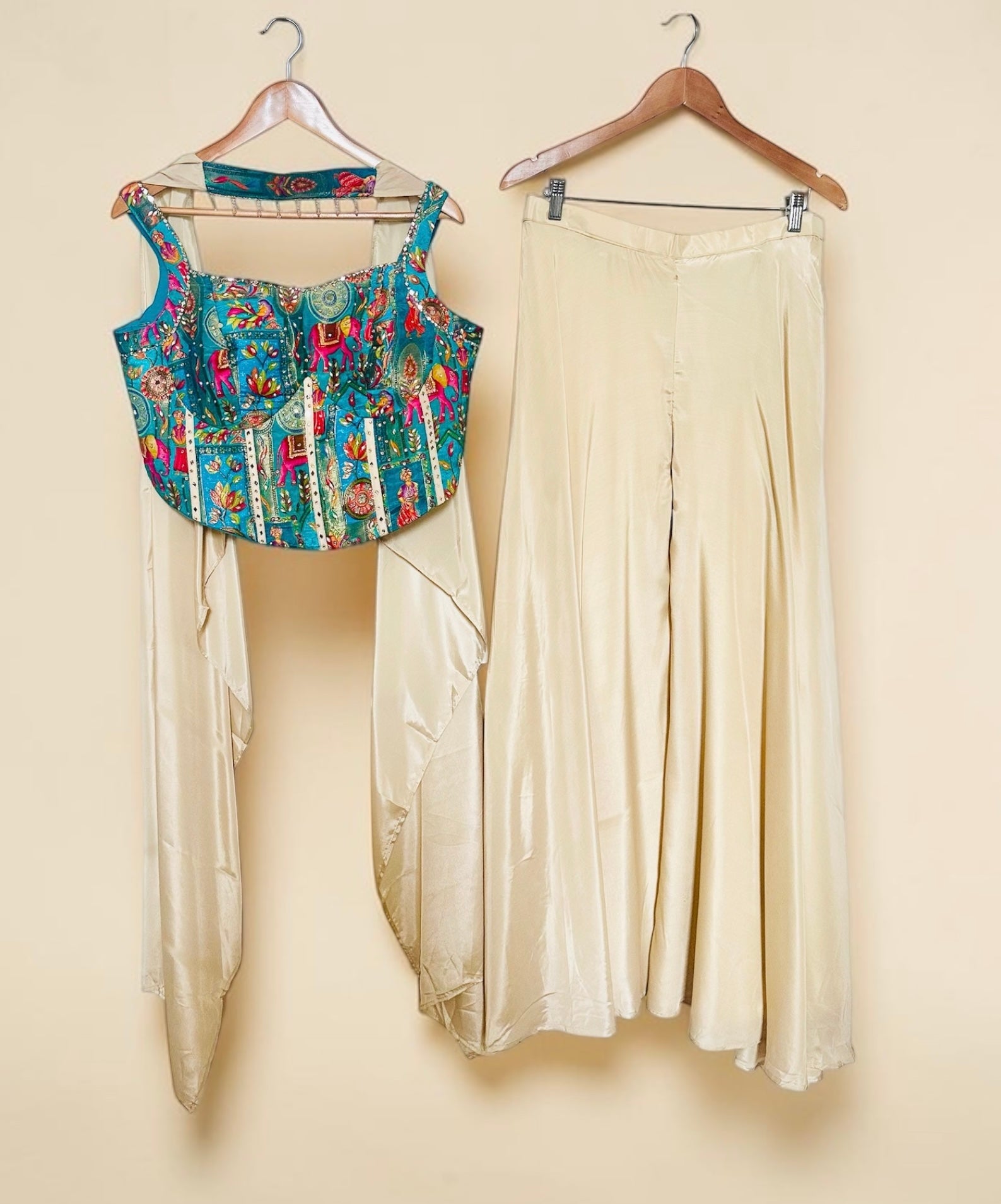 Turquoise corset palazzo set