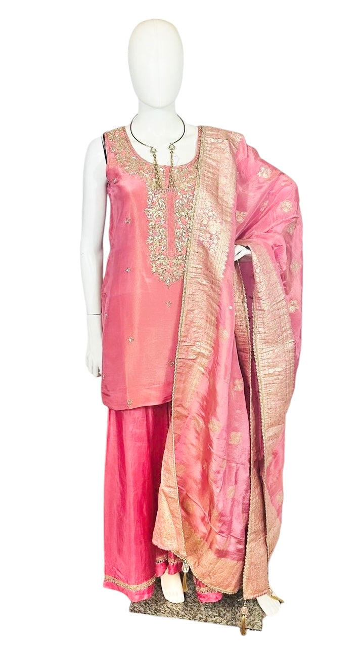 Pinkish peach Sharara suit