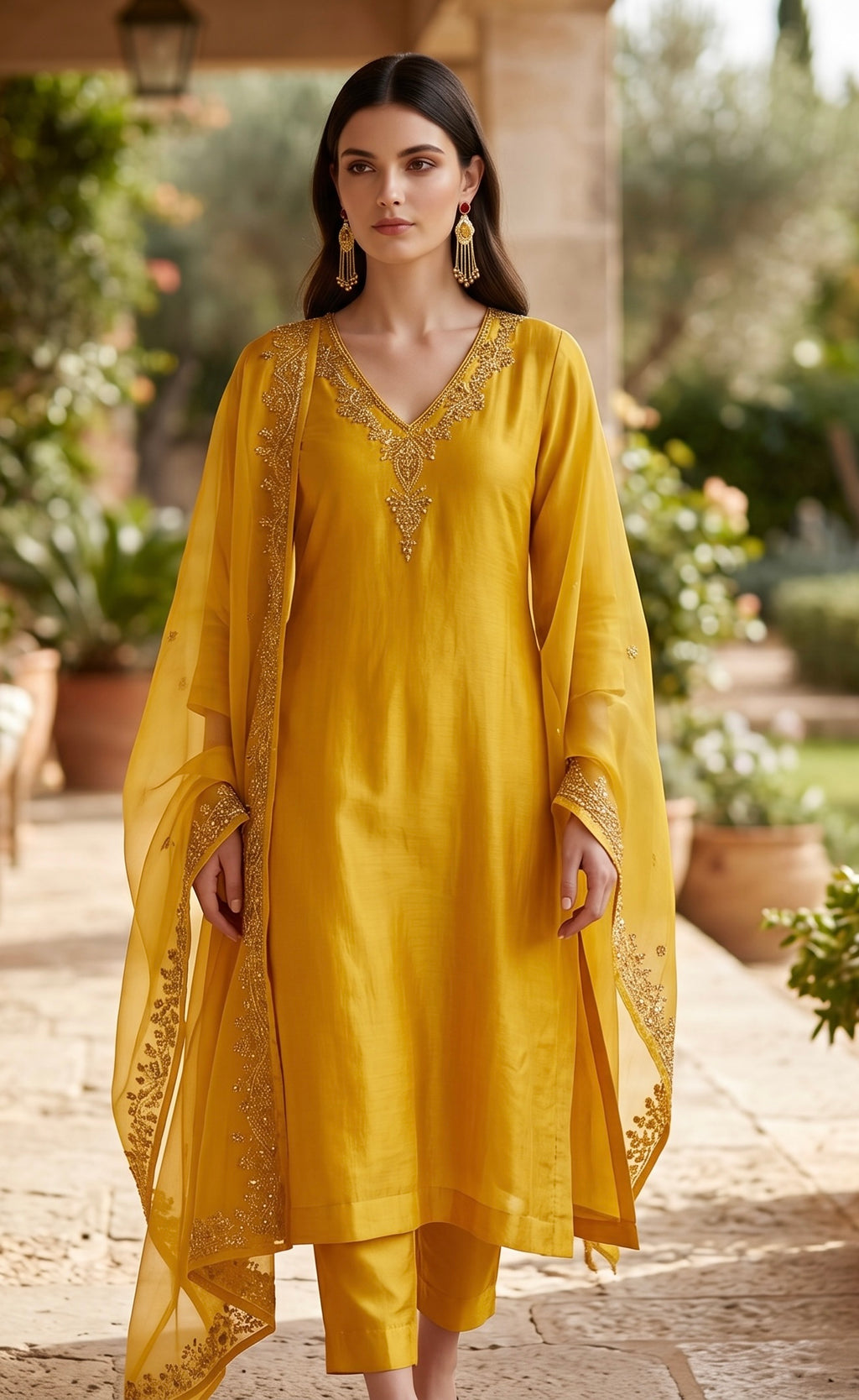 Yellow a-line suit