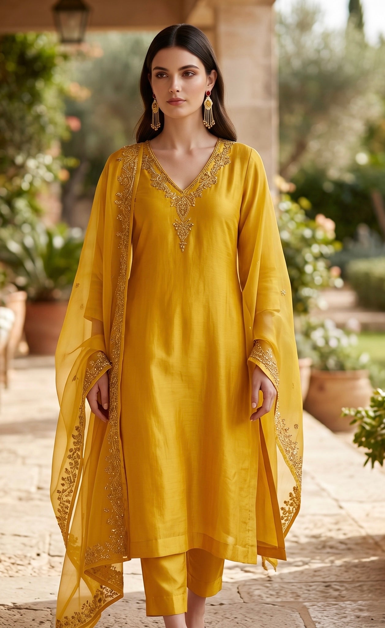 Yellow a-line suit