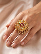 Ruby n emerald ghungroo ring