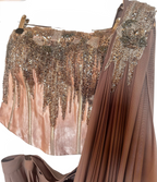 Taupe color stitched lycra saree