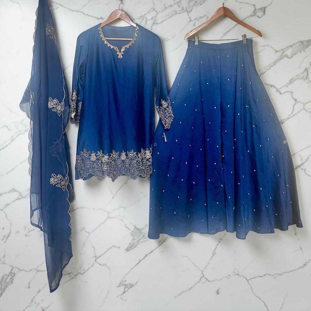 Navy blue Sharara suit