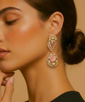 Pink stone ad earrings