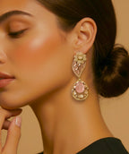 Pink stone ad earrings