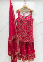 Red sequins Sharara set