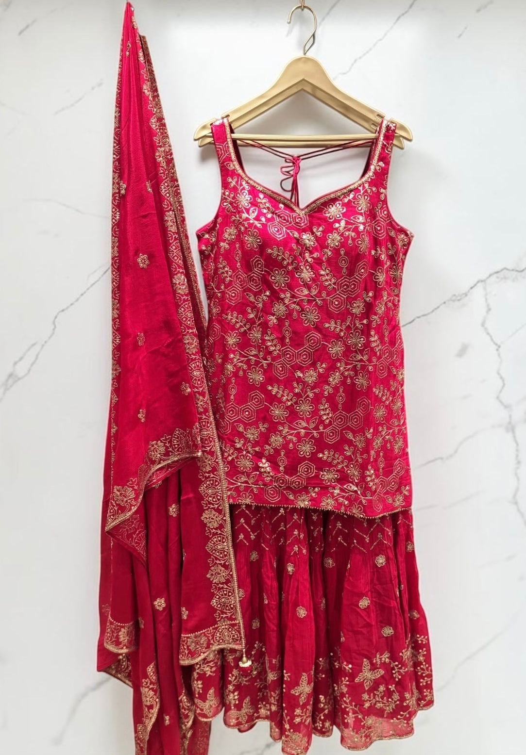 Red sequins Sharara set