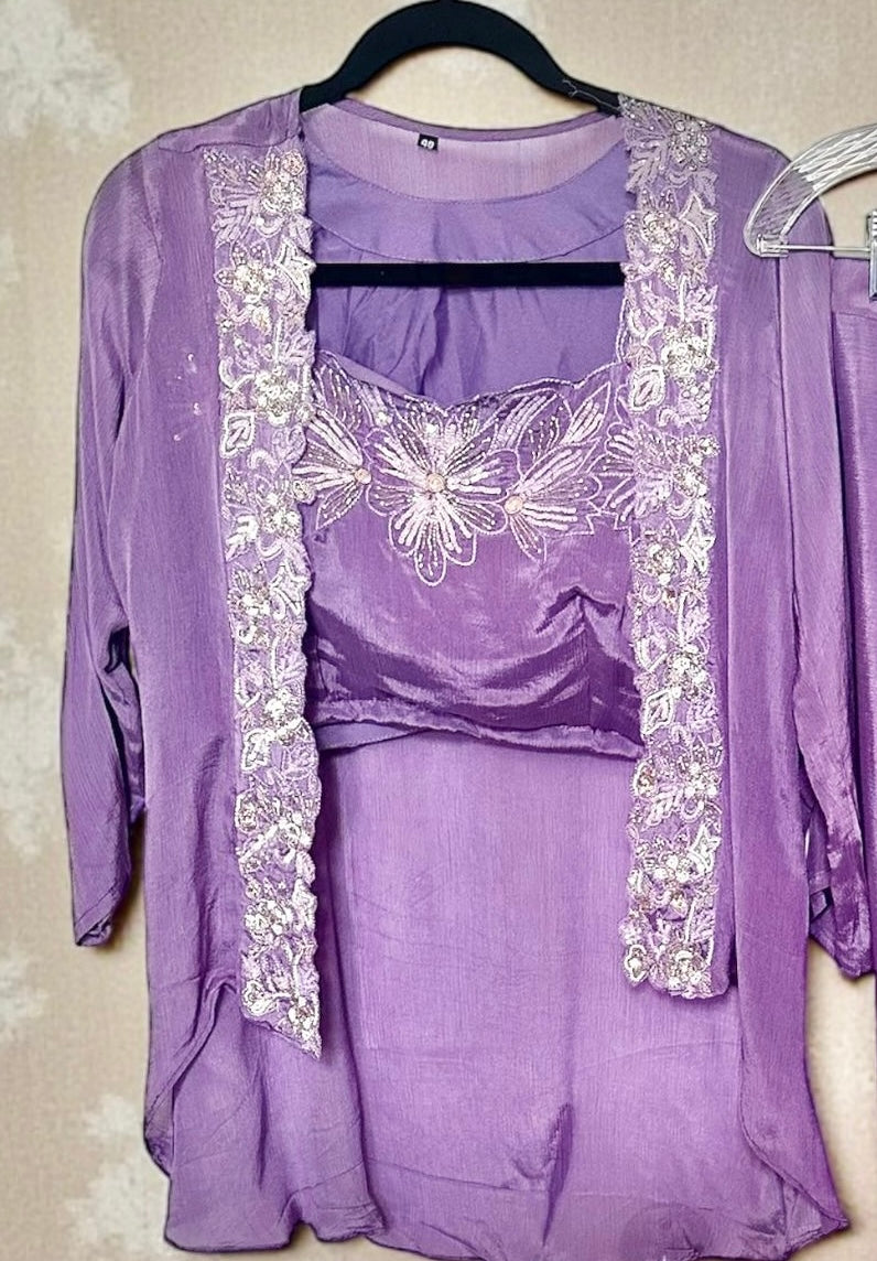 Purple dhoti skirt set