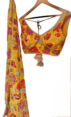 Mustard yellow floral lehenga