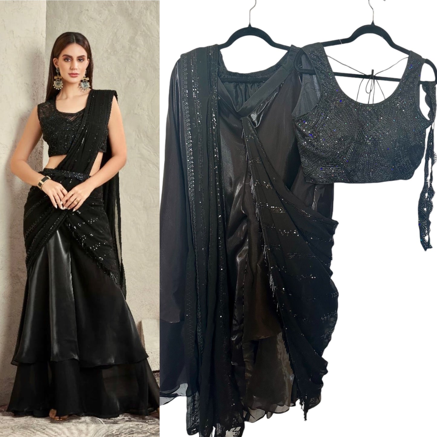 Black palazzo drape