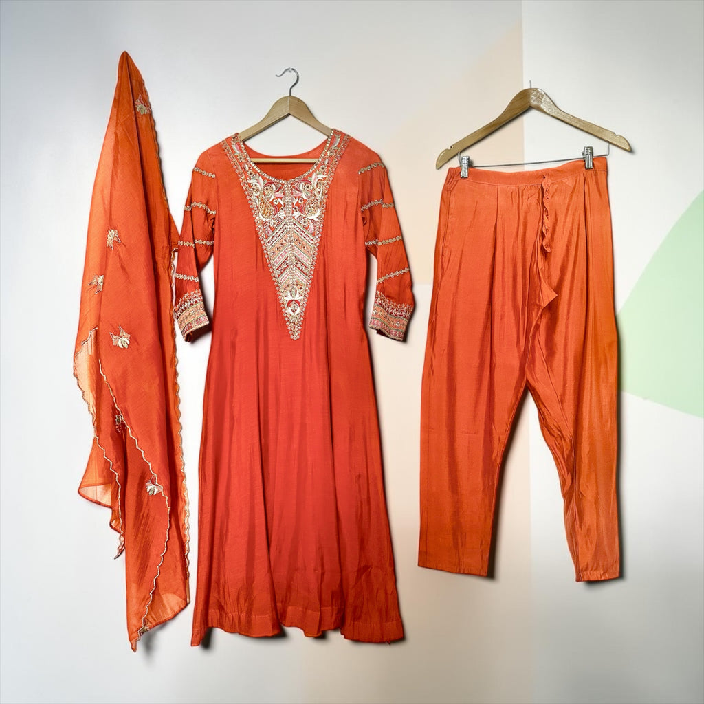 Rustish orange a-line suit