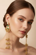 White base multi- stone ghungroo earrings