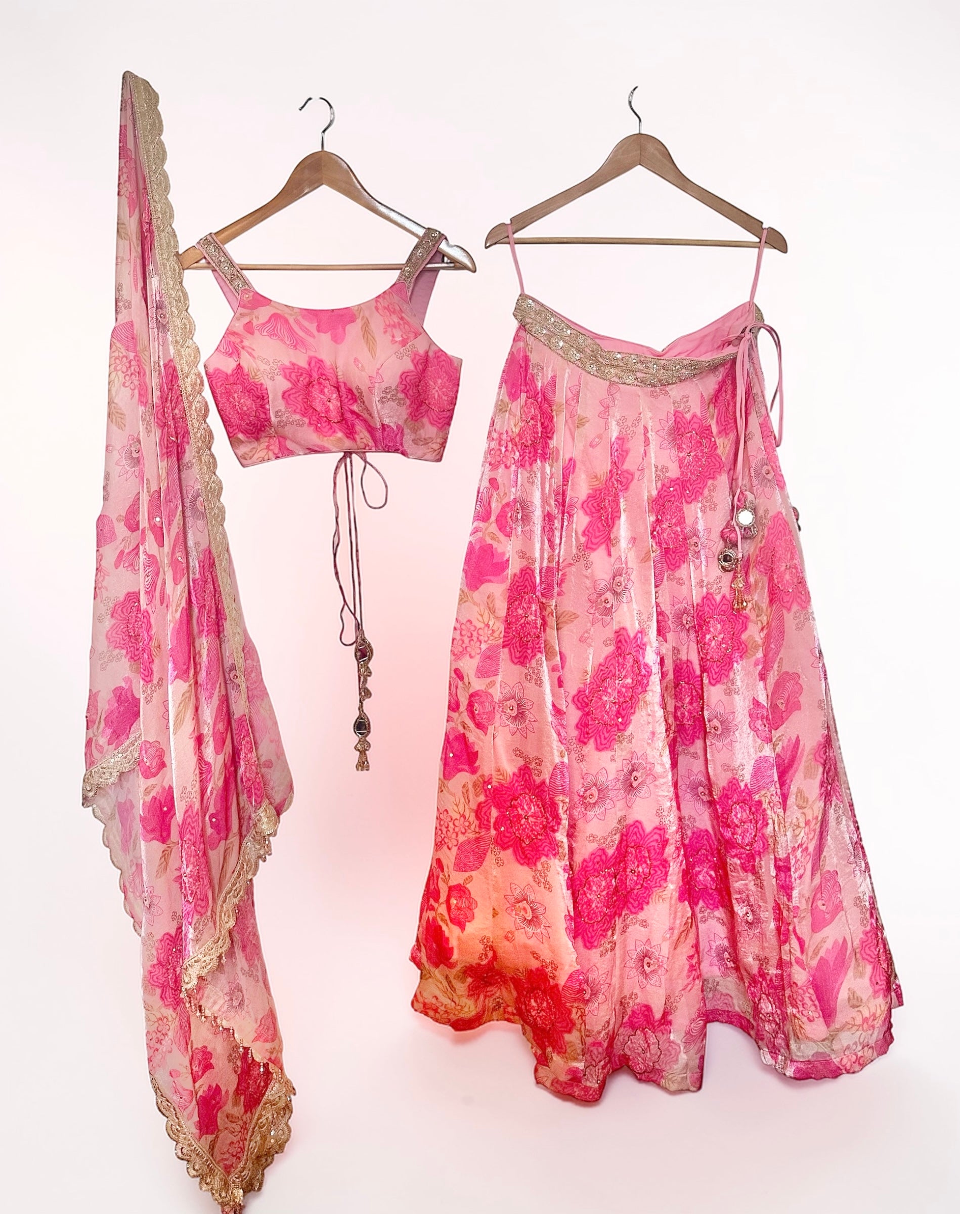 Pink floral lehenga set