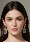 Ruby n blue stone baguette earrings