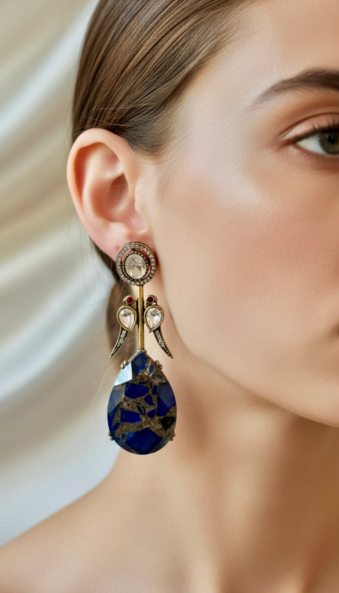 Blue marble pattern earrings