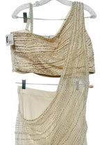 Ivory lehenga saree drape