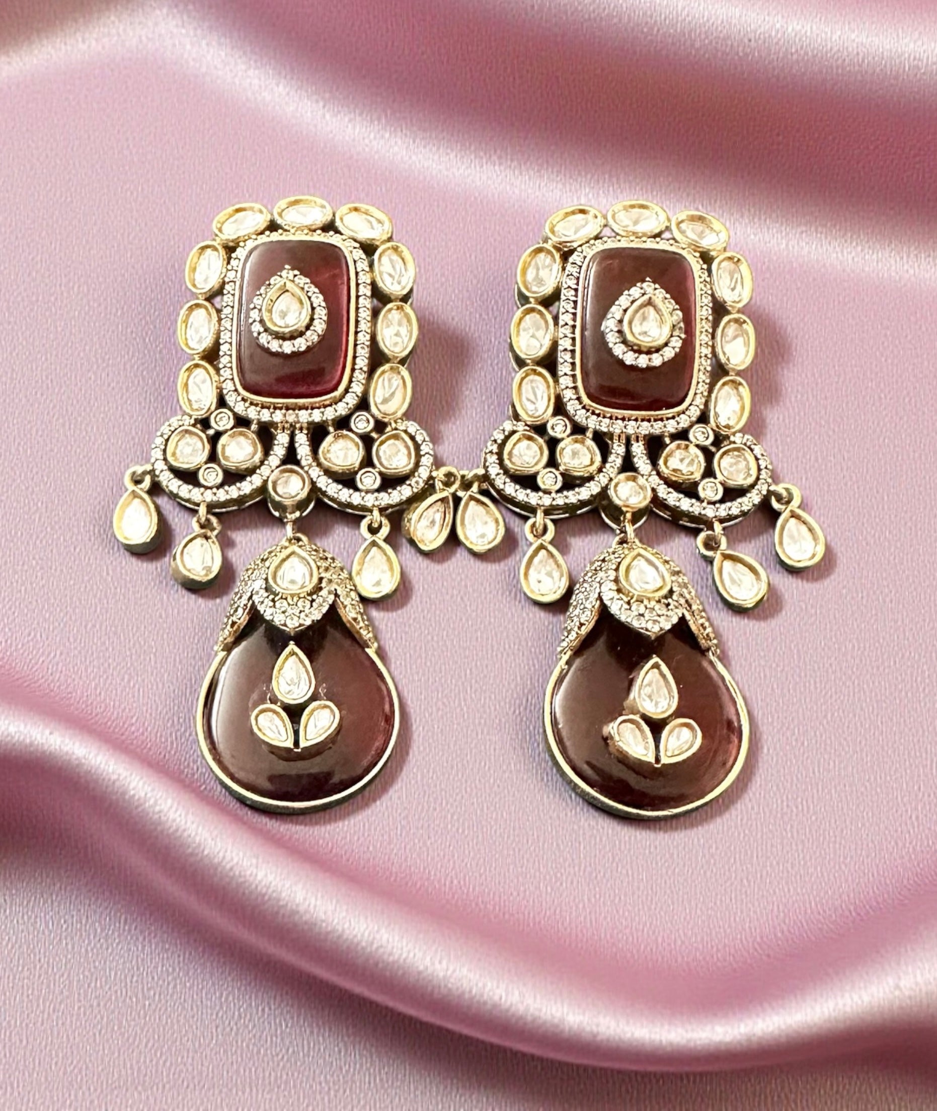 Ruby stone kundan earrings