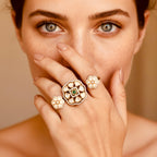 2-finger emerald Polki ring