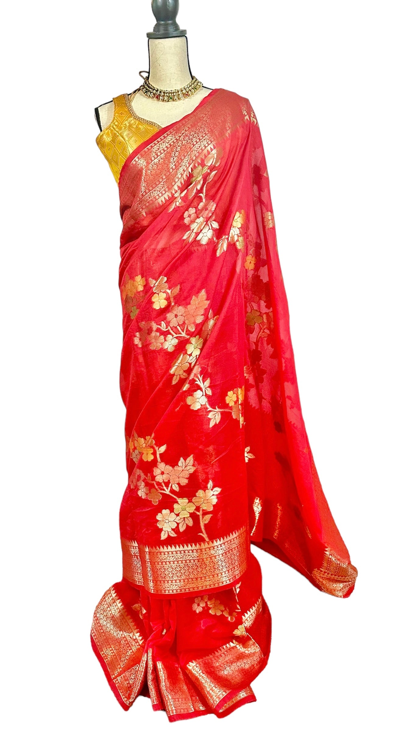 Red benarasi saree