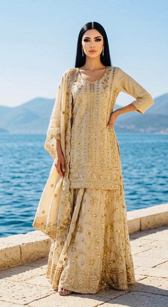 Ivory Sharara suit