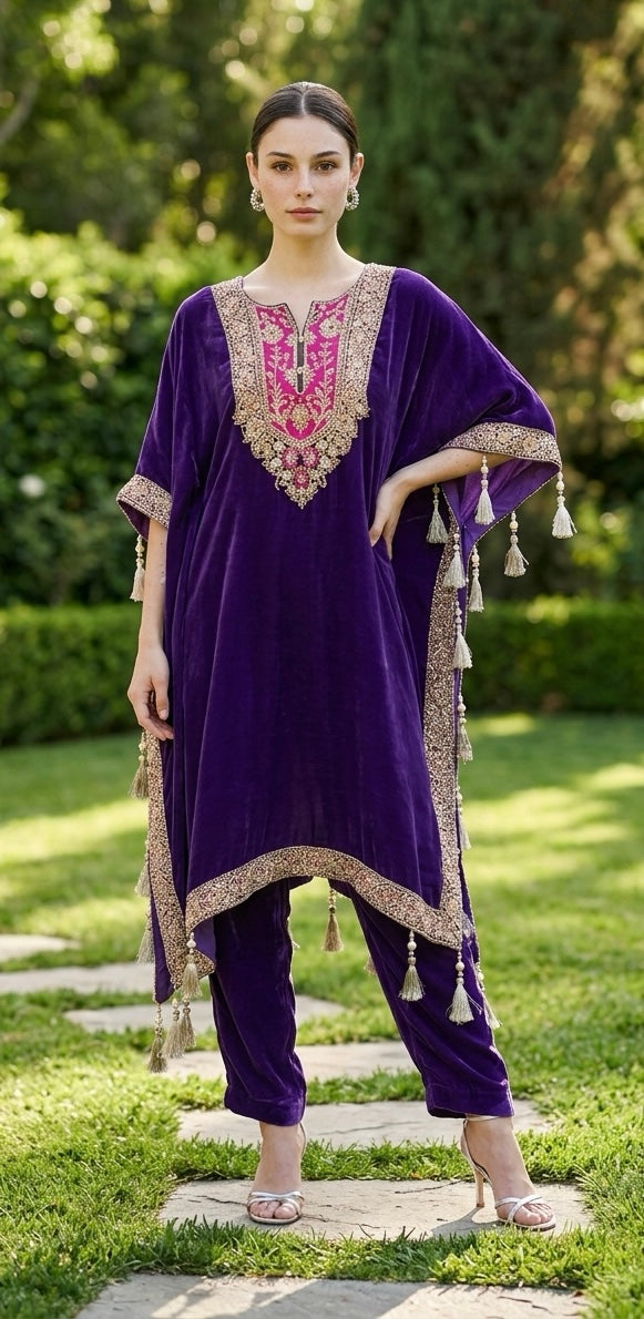 Dark purple kaftaan set