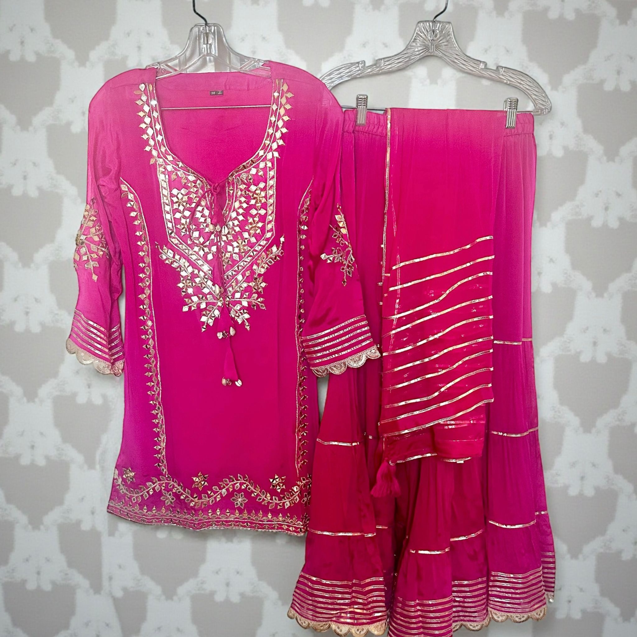 Hot pink Sharara suit