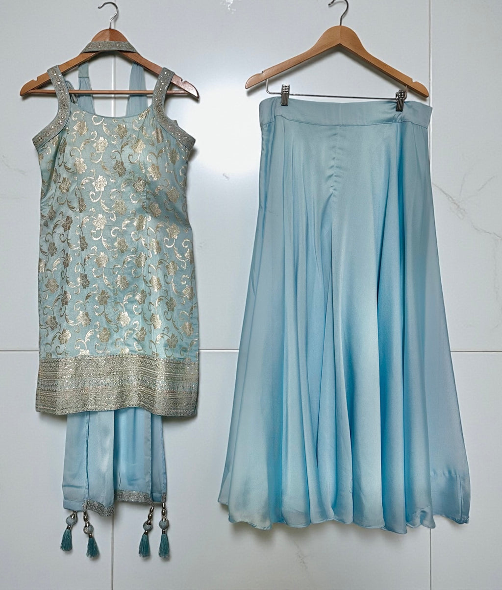 Sky blue sharara set