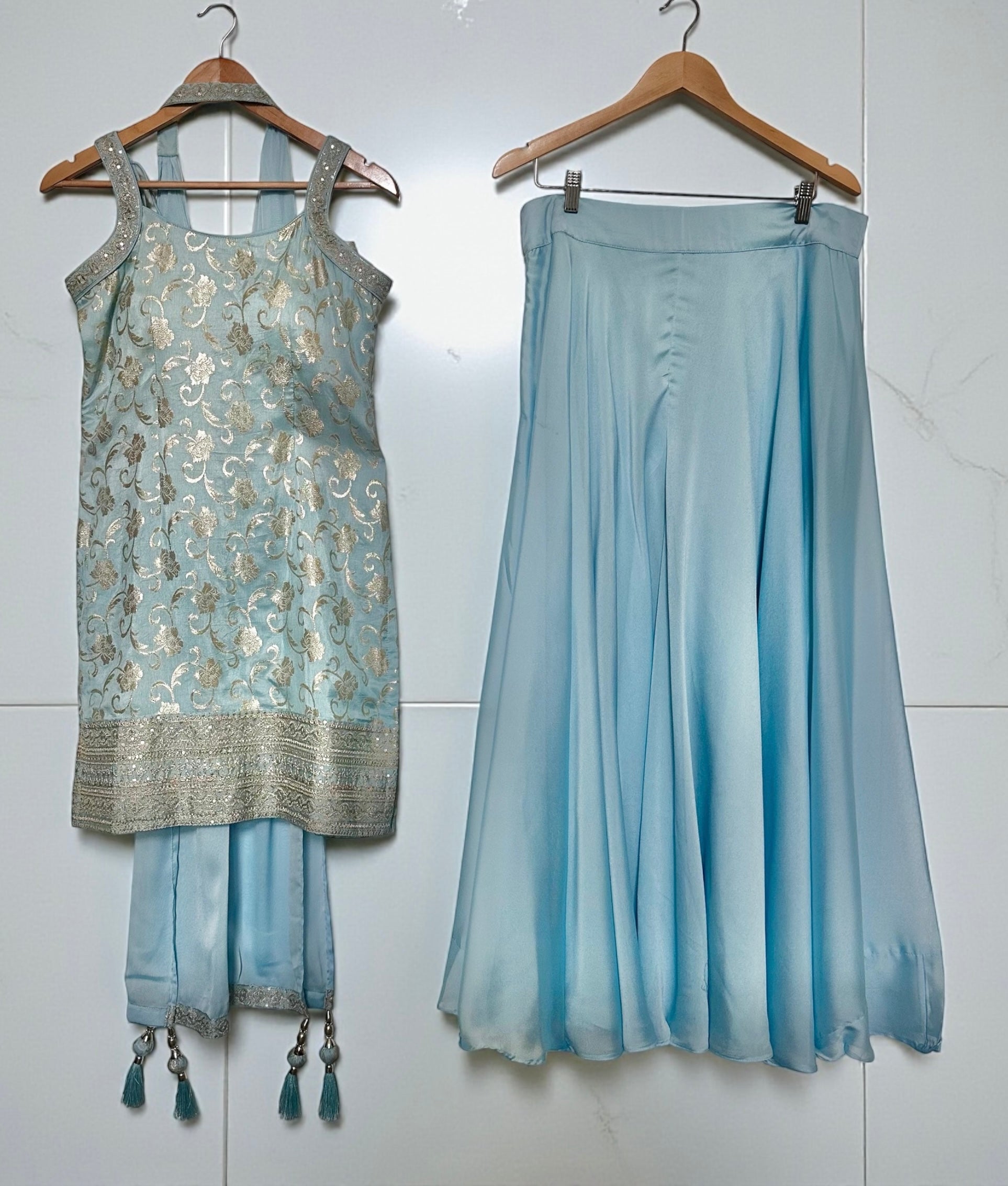 Sky blue sharara set