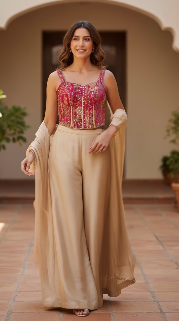 Fuchsia corset palazzo set