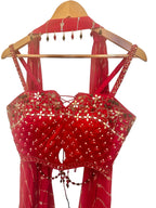 Red corset lehenga set