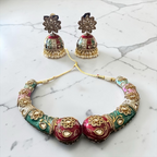 Multi-colored kundan hasli set