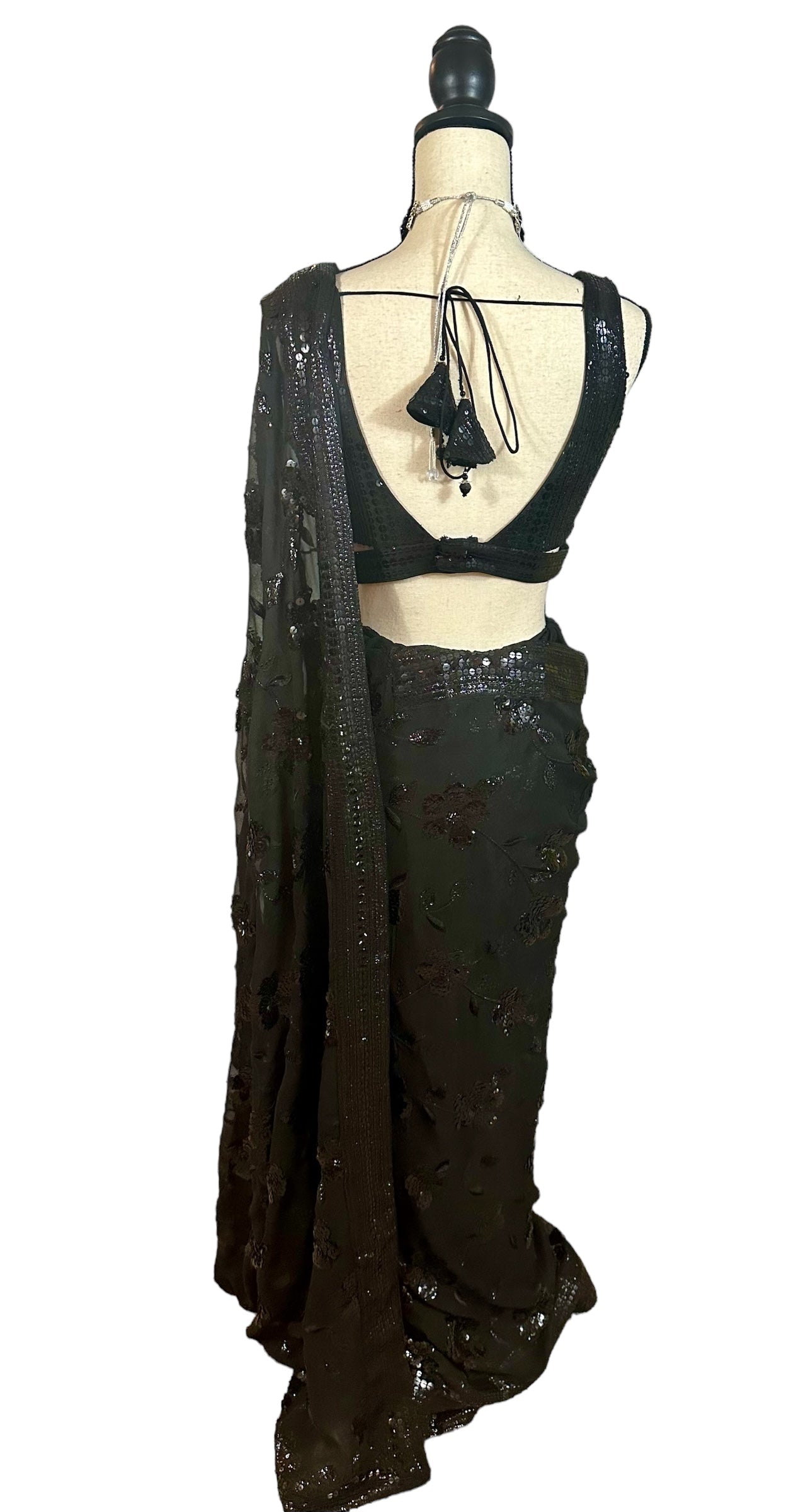 Black sequins saree