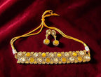 Yellow stone Polki choker set