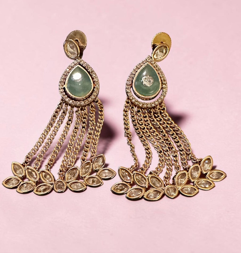 Mint green chain earrings