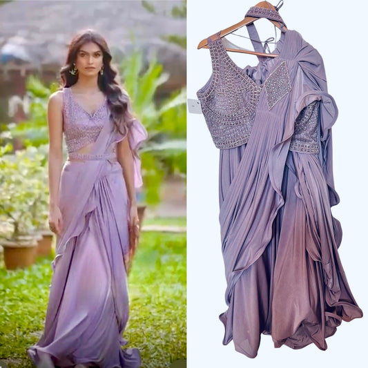 Lavender lehenga saree