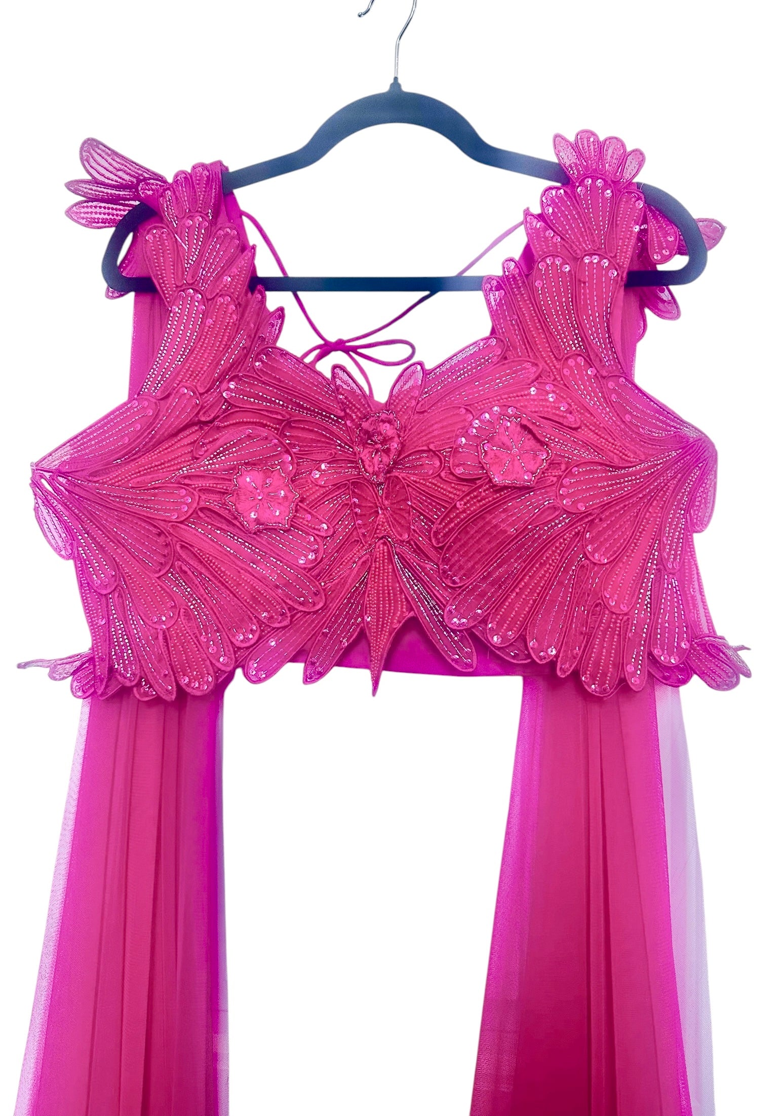 Hot pink fusion lehenga