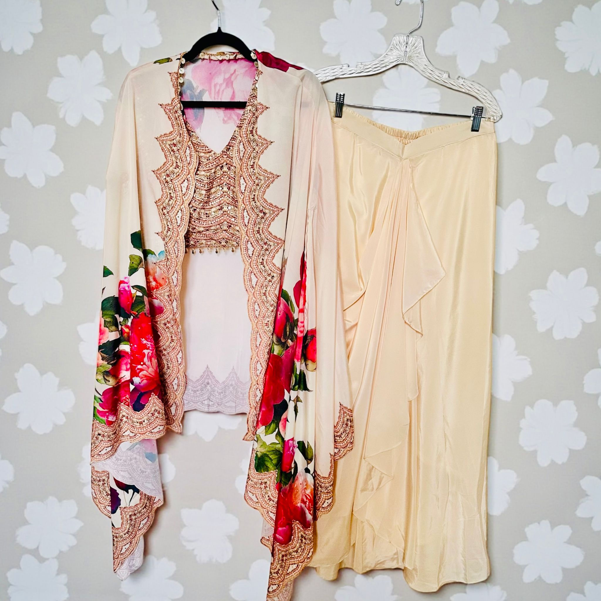 Ivory dhoti skirt set