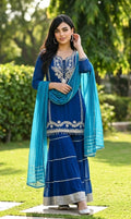 Teal colored Sharara suit