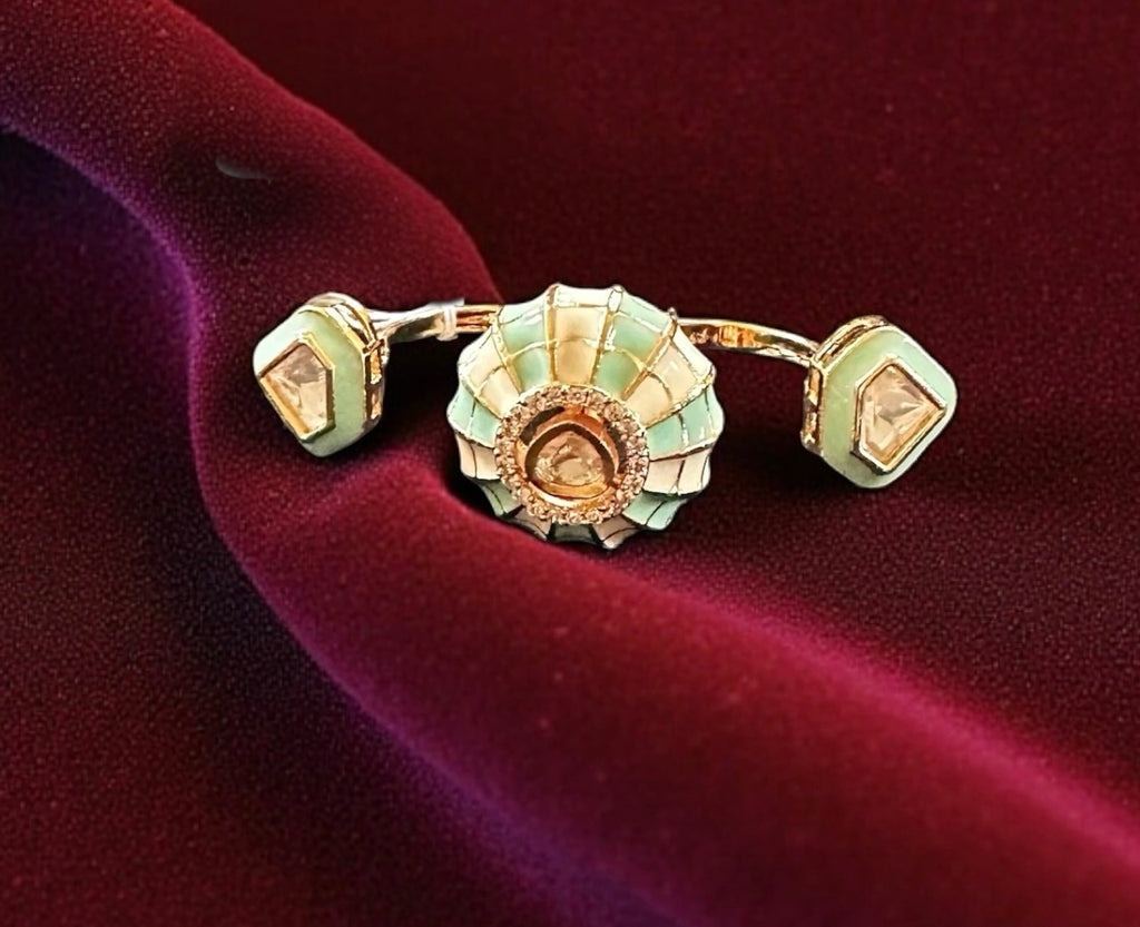 Mint green 2-finger ring