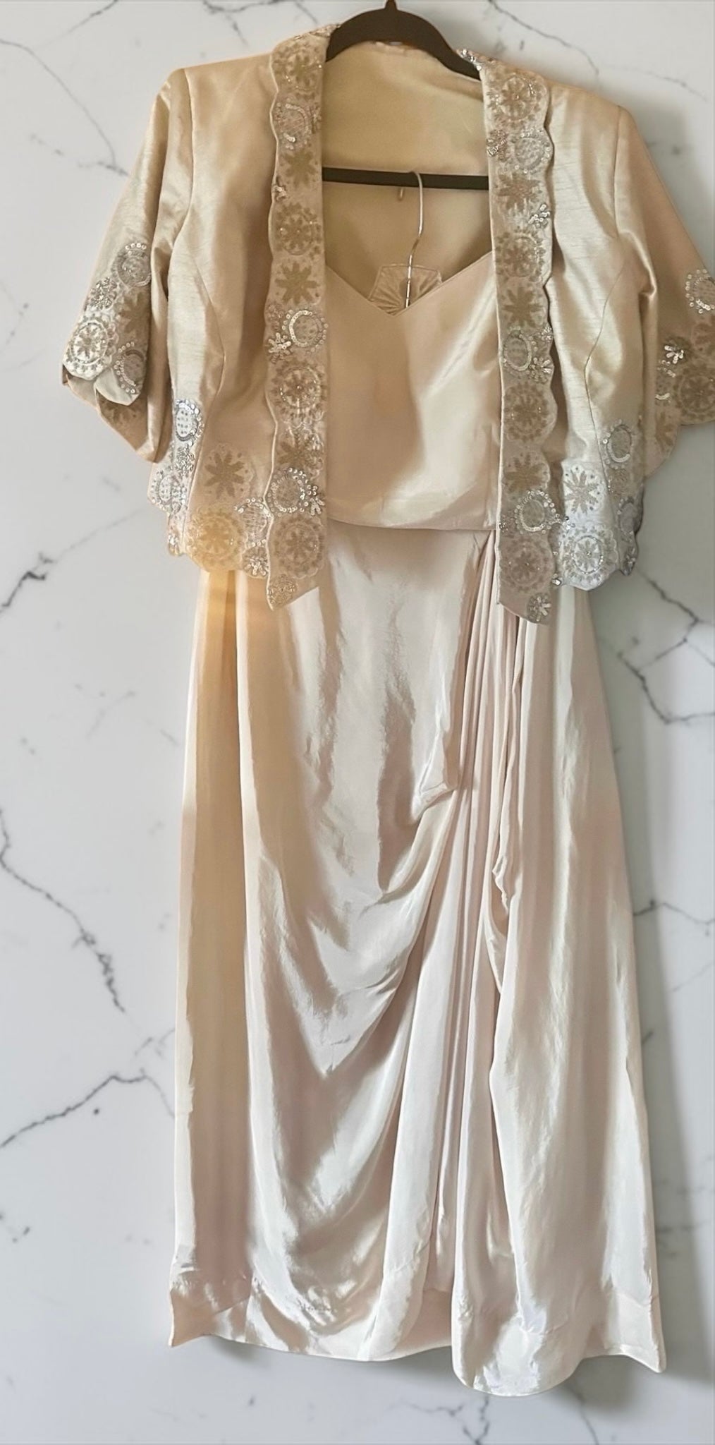 Ivory dhoti skirt set