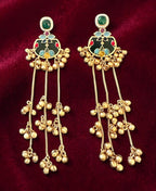 Blue base multi- stone ghungroo earrings