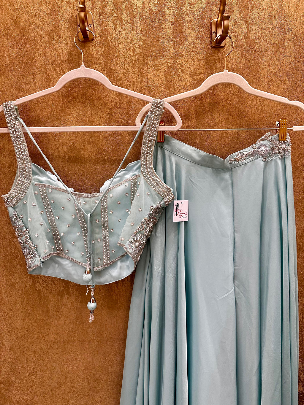 Blue Sharara fusion outfit