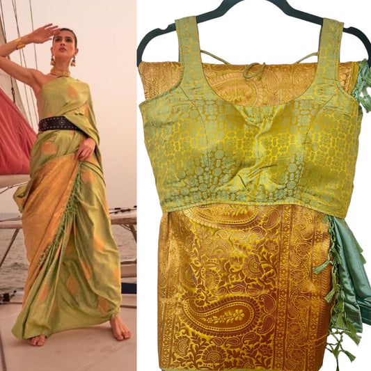 Green/yellow silk saree