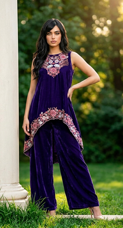 Purple hi-low co-ord set