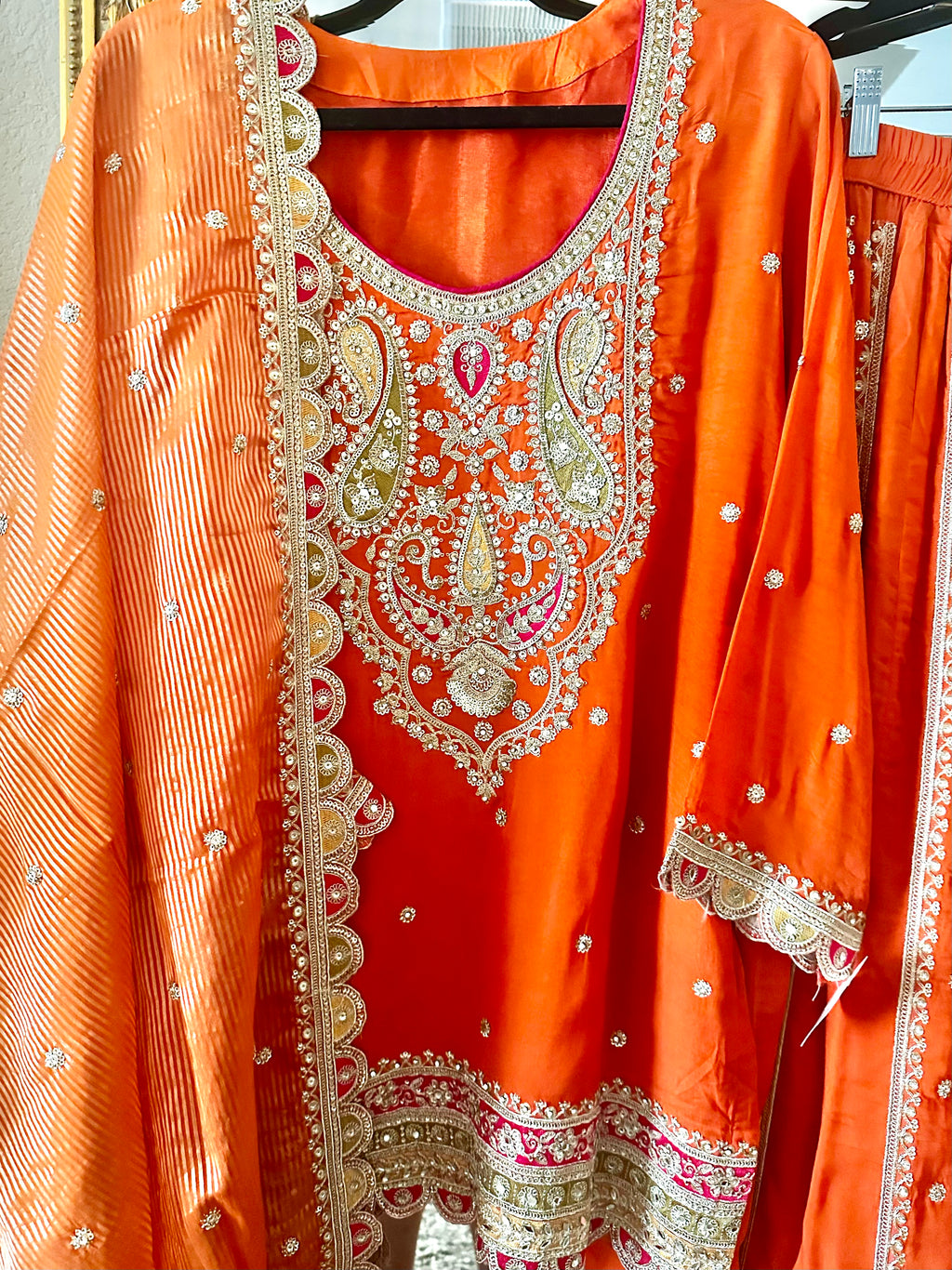 Orange colored Sharara suit